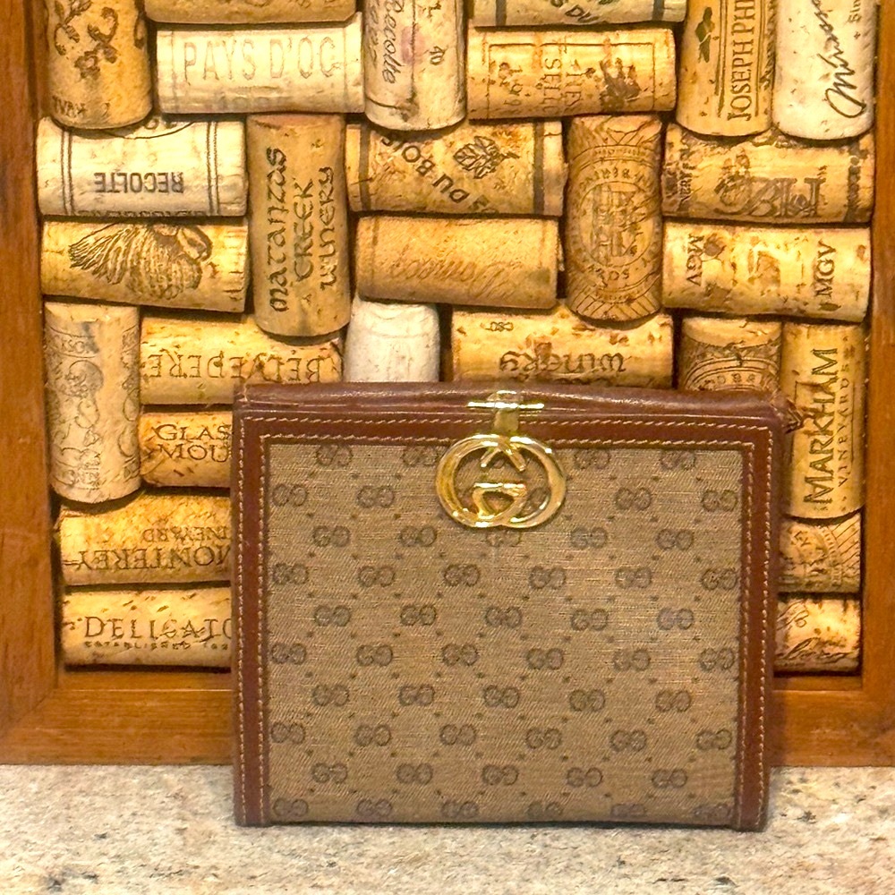 Gucci Tan and Brown GG Monogram Wallet